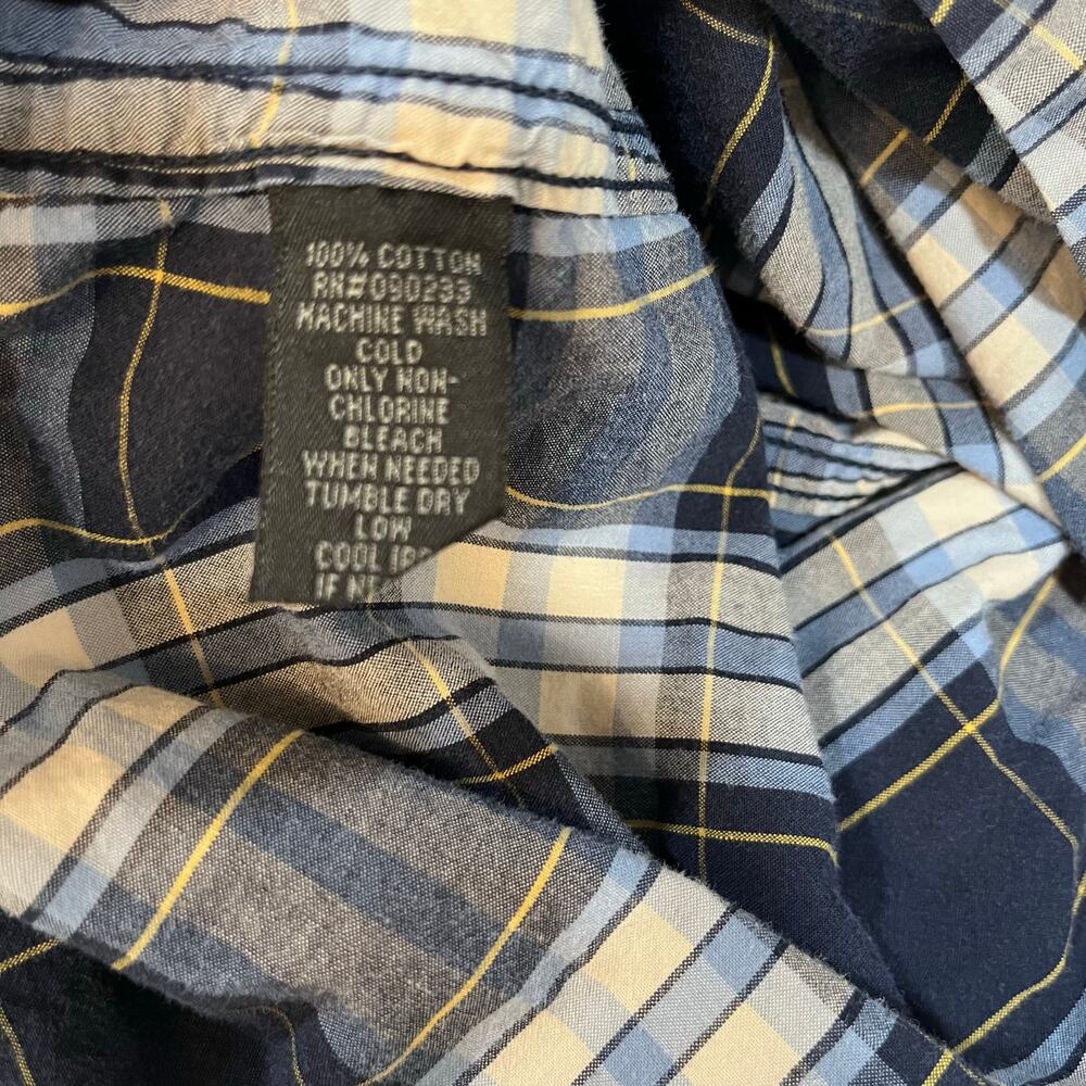 Bullhead Men's Western Short Sleeve Pearl Snap Shirt Blue Plaid XL - Picture 5 of 7